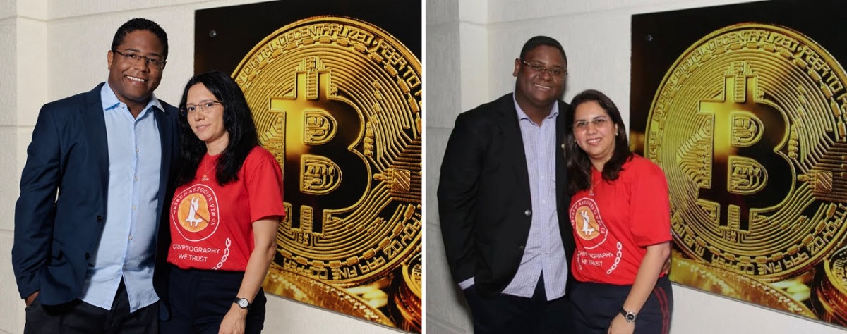 À esquerda, Christian Malheiros e Lorena Comparato caracterizados para o filme “O Faraó dos Bitcoins”. Crédito: Guilherme Leporace. À direita, a foto original de Glaidson e Mirelis (reprodução).